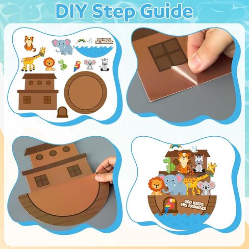 Motipuns 24 مجموعة سفينة نوح هزاز لوحة ورقية مجموعة الحرف اليدوية الله يفي بوعوده DIY سفينة نوح الحرفية ديكورات المشروع للكتاب المقدس VBS الأحد أنشطة الفصول الدراسية المدرسة in Kuwait