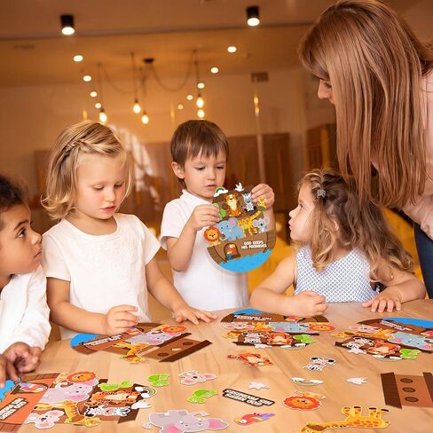 Motipuns 24 مجموعة سفينة نوح هزاز لوحة ورقية مجموعة الحرف اليدوية الله يفي بوعوده DIY سفينة نوح الحرفية ديكورات المشروع للكتاب المقدس VBS الأحد أنشطة الفصول الدراسية المدرسة in Kuwait