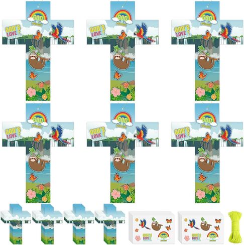 Gueevin 24 مجموعة من الحرف اليدوية المطبوعة على شكل شلالات الغابات المطيرة Vbs 2026 Cross Sign Cardstock Craft Kit 5 3/4" x 8" اصنع مجموعة الحرف المتقاطعة الخاصة بك من أجل أنشطة DIY مدرسة الأحد والكنيسة Vbs التعليمية والتعلم in Kuwait