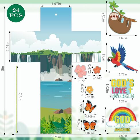 Gueevin 24 مجموعة من الحرف اليدوية المطبوعة على شكل شلالات الغابات المطيرة Vbs 2026 Cross Sign Cardstock Craft Kit 5 3/4" x 8" اصنع مجموعة الحرف المتقاطعة الخاصة بك من أجل أنشطة DIY مدرسة الأحد والكنيسة Vbs التعليمية والتعلم in Kuwait