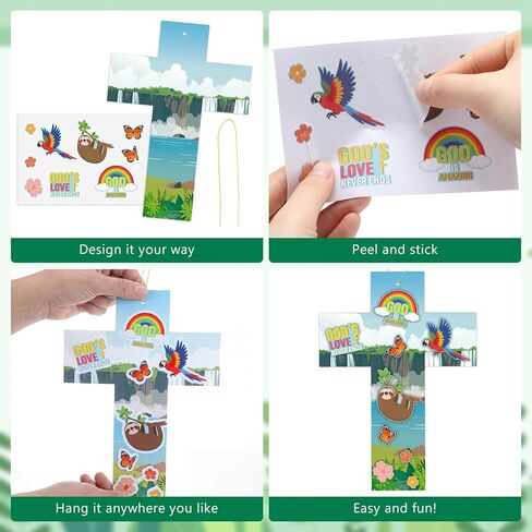 Gueevin 24 مجموعة من الحرف اليدوية المطبوعة على شكل شلالات الغابات المطيرة Vbs 2026 Cross Sign Cardstock Craft Kit 5 3/4" x 8" اصنع مجموعة الحرف المتقاطعة الخاصة بك من أجل أنشطة DIY مدرسة الأحد والكنيسة Vbs التعليمية والتعلم in Kuwait