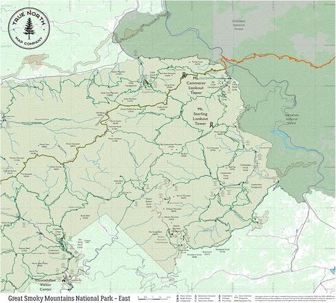 Great Smoky Mountains Map - East – Waterproof, Durable Cloth Map for Hiking and Camping by True North Map Company in Saudi Arabia