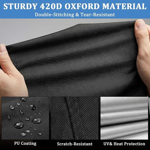 Motorcycle Cover 420D Heavy Duty | All Season Waterproof Outdoor Weather Sun Rain Protection Powersports Vehicle Cover | with 4 Reflective Tape, Lock-Holes, Storage Bag fits up to 86.6" in Kuwait