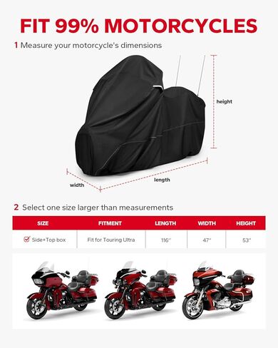 Amazicha Motorcycle Cover with Side Top Box Compatible with Harley Davidson Touring Ultra Limited Street Glide Road Glide Electra Glide, Waterproof Motorcycle Cover Outdoor Storage All Weather in Kuwait