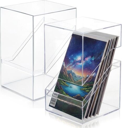 Novabright 2 Pack Clear Acrylic Comic Book Storage Boxes, 7.9 x 7.5 x 11.4 Inch Comic Book Organizer Boxes, Sturdy Bins Cabinets with Lids, Suitable for Magazine Collection and Displaying Collectible in Kuwait