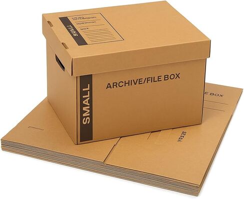 Supplyhut 6 - حزمة 15x12x10 صندوق نقل قياسي صغير لتخزين الملفات مع مقابض حروف بغطاء in Kuwait