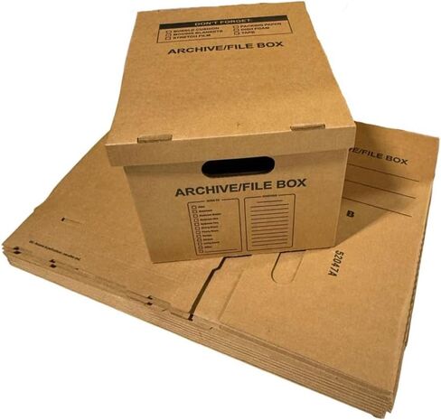 Supplyhut 6 - حزمة 15x12x10 صندوق نقل قياسي صغير لتخزين الملفات مع مقابض حروف بغطاء in Kuwait