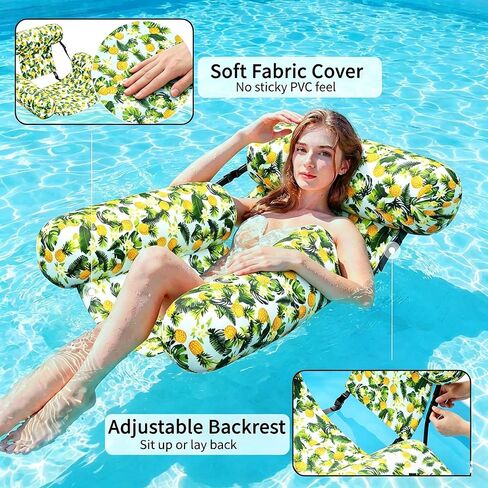 Inflatable Pool Floats for Adults ，2 Pack Floating Lounge Chair & Pool Noodle, Thickened Durable Design with Air Pump, Ideal for Summer Pool Parties, Beach & Lake Relaxation in Saudi Arabia