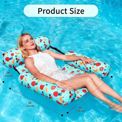 Inflatable Pool Floats for Adults ，2 Pack Floating Lounge Chair & Pool Noodle, Thickened Durable Design with Air Pump, Ideal for Summer Pool Parties, Beach & Lake Relaxation in Saudi Arabia