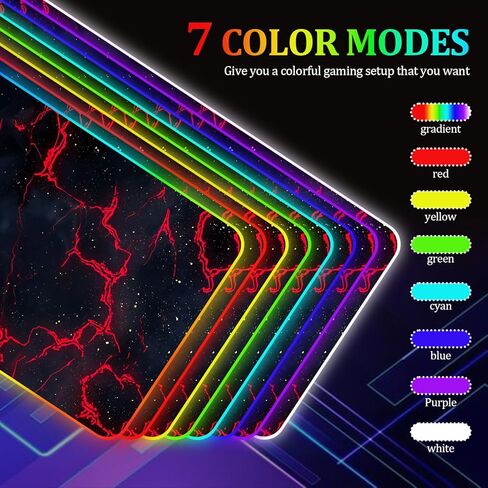 ANNA QUEEN RGB Gaming Mouse Pad XL 35.4"x15.7", Red Lightning LED Large Mousepad Extended Gaming Desk Mat, RGB Mousepad Non-Slip Rubber Base Smooth Surface Keyboard Mouse Pad for PC Gamer in Saudi Arabia