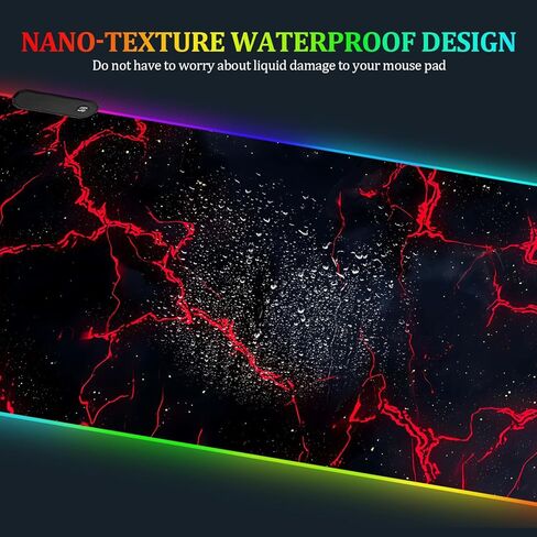 ANNA QUEEN RGB Gaming Mouse Pad XL 35.4"x15.7", Red Lightning LED Large Mousepad Extended Gaming Desk Mat, RGB Mousepad Non-Slip Rubber Base Smooth Surface Keyboard Mouse Pad for PC Gamer in Saudi Arabia