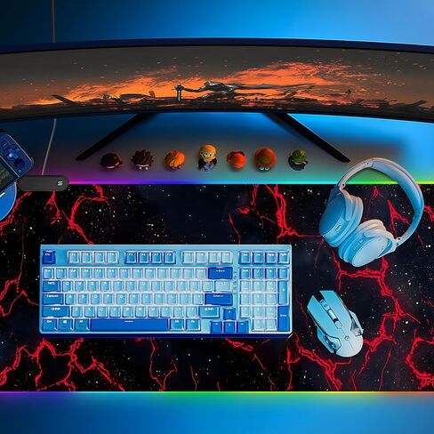 ANNA QUEEN RGB Gaming Mouse Pad XL 35.4"x15.7", Red Lightning LED Large Mousepad Extended Gaming Desk Mat, RGB Mousepad Non-Slip Rubber Base Smooth Surface Keyboard Mouse Pad for PC Gamer in Saudi Arabia