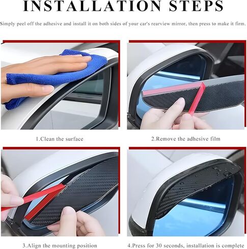 2 PCS Mirror Rain Visor Eyebrow, Waterproof PVC Car Exterior Rearview Mirror Rain Guard, Rainproof Side Mirrors Cover Sun Visor Protector for SUV Truck Sedan, Car Accessories (Black) in Kuwait