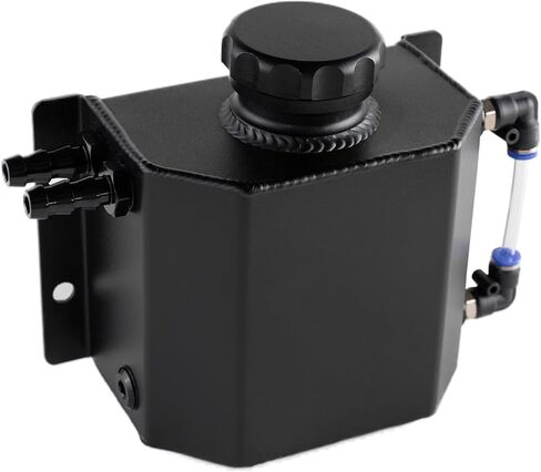 Coolant Overflow Tank - 1L Aluminum Coolant Reservoir & Expansion Tank, Universal Fit for Cars, Trucks, Racers (Black) in Saudi Arabia