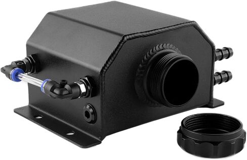 Coolant Overflow Tank - 1L Aluminum Coolant Reservoir & Expansion Tank, Universal Fit for Cars, Trucks, Racers (Black) in Saudi Arabia