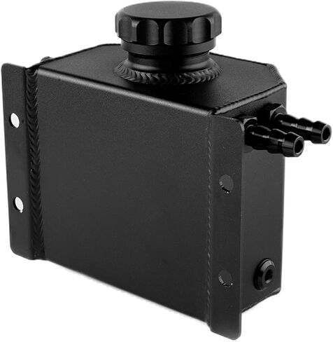 Coolant Overflow Tank - 1L Aluminum Coolant Reservoir & Expansion Tank, Universal Fit for Cars, Trucks, Racers (Black) in Saudi Arabia