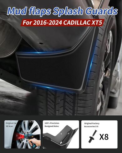 No Drill Mud Flaps for 2017-2024 Cadillac XT5 SUV,Heavy Duty Front & Rear OEM Mud Guards,All Weather Splash Guards Set for Luxury/Premium/Livery Models,Not Fit Sport with Running Boards & Side Skirts in Saudi Arabia