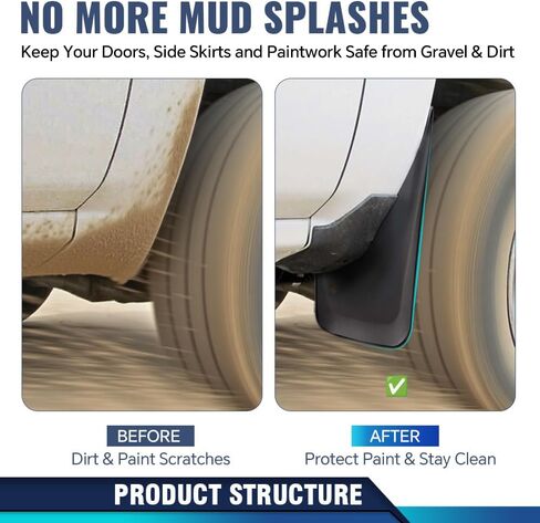 PIT66 Front Heavy Duty Molded Mud Flaps w/Screw 2Pcs Compatible with Toyota Tacoma 2005-2015 Splash Guards Mudguard Molded Mud Flaps in Kuwait