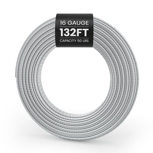 Picture Hanging Wire#5, Braided Picture Wire, 132FT-Load Capacity 50LBS-16Gauge-Heavy Duty -Flexible, Ideal for Frame, Wall Decoration, Mirrors, Bird feeders, Easy to Cut and Twist in Saudi Arabia