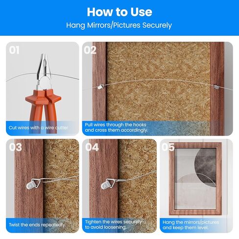 Picture Hanging Wire#5, Braided Picture Wire, 132FT-Load Capacity 50LBS-16Gauge-Heavy Duty -Flexible, Ideal for Frame, Wall Decoration, Mirrors, Bird feeders, Easy to Cut and Twist in Saudi Arabia