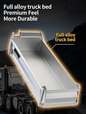 21-Inch Alloy Upgraded Version Remote Control Dump Truck 13-Channels 1/14 Scale 13 LBS Load Capacity RC Heavy Duty Metal Construction Vehicles Toy for 14Y+ (8-Wheels) in Kuwait