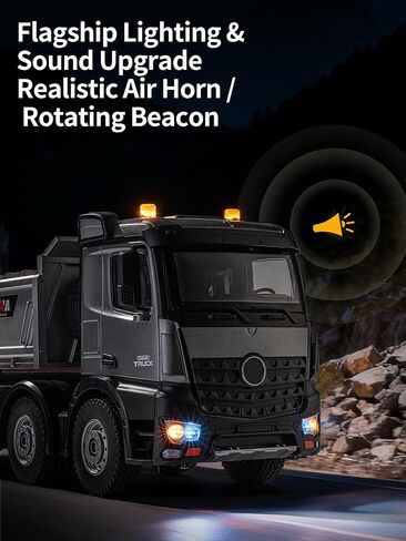 21-Inch Alloy Upgraded Version Remote Control Dump Truck 13-Channels 1/14 Scale 13 LBS Load Capacity RC Heavy Duty Metal Construction Vehicles Toy for 14Y+ (8-Wheels) in Kuwait