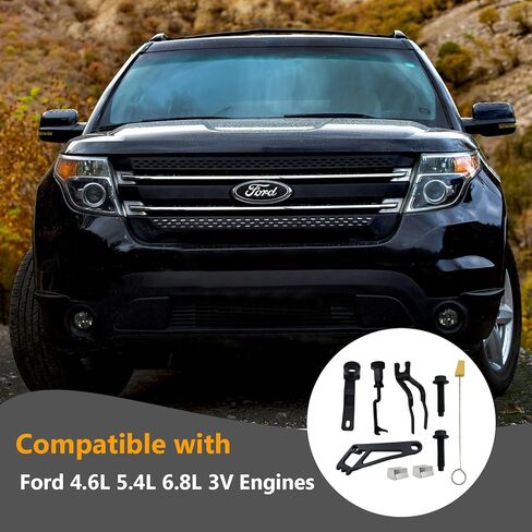 Engine Timing Chain Kit Combo Set, Including Camshaft Tool, Valve Spring Compressor, Valve Cam Phaser Lock Out Kit, Timing Belt Tools Compatible with Ford 4.6L 5.4L 6.8L 3V Engines in Saudi Arabia