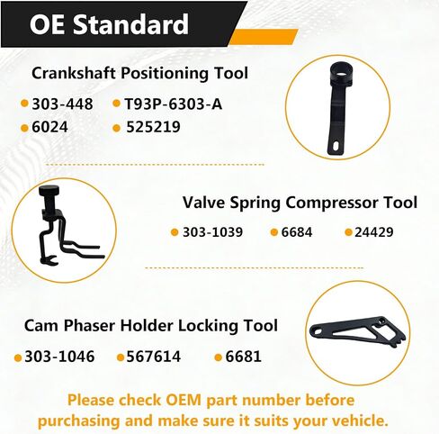 Engine Timing Chain Kit Combo Set, Including Camshaft Tool, Valve Spring Compressor, Valve Cam Phaser Lock Out Kit, Timing Belt Tools Compatible with Ford 4.6L 5.4L 6.8L 3V Engines in Saudi Arabia