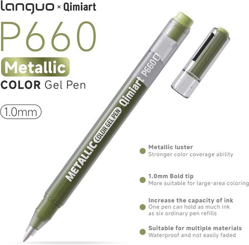 languo Metallic Gel Pens, 48 Colors Glitter Gel Pens for Coloring, 1.0mm Bold Tip Glitter Pens for DIY Crafts, Glass, Wood, Stone, Painting & Drawing Art Supplies in Saudi Arabia