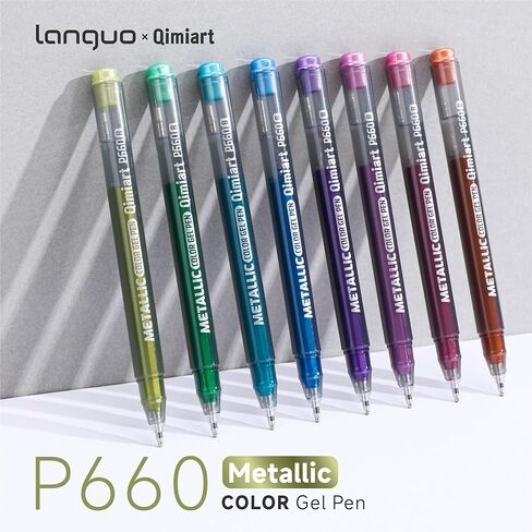 languo Metallic Gel Pens, 48 Colors Glitter Gel Pens for Coloring, 1.0mm Bold Tip Glitter Pens for DIY Crafts, Glass, Wood, Stone, Painting & Drawing Art Supplies in Saudi Arabia