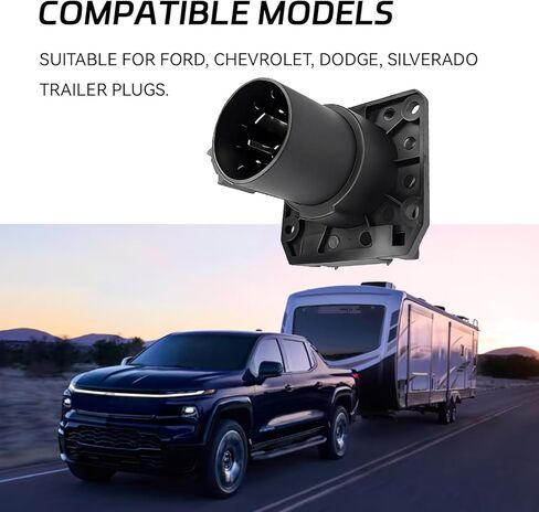 استبدال مقبس شفرة RV ذو 7 اتجاهات لسيارات Ford وChevy وGMC وDodge وSilverado USCAR إلى 7 دبابيس موصل أنثى من جانب السيارة ومحول قابس المقطورة وحزمة سحب المصنع ومقبس دائري 7 دبابيس مطلوب in Kuwait