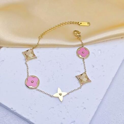 18k Gold-Plated Stainless Steel Clover Bracelet for Woman Minimalist Rhombus Fine Hand Link French for Prom Birthday in Saudi Arabia