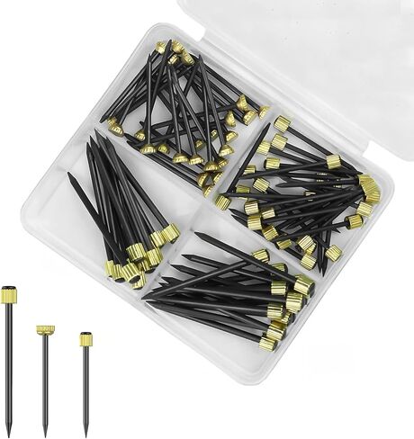 75PCS Picture Hanging Nails - 3 Sizes (Small/Medium/Large) Wall Decor Nails, Steel Pin & Brass Head Hardware for Hanging Picture Frames, Wall Art & Photos, with Plastic Storage Box (Black) in Saudi Arabia