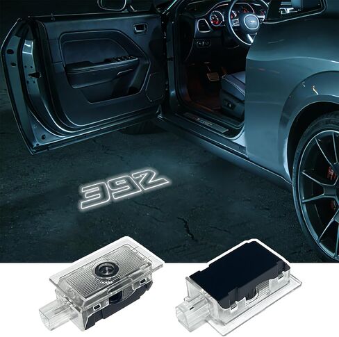 Door Projector Lights,HD Welcome Light Logo Shadow Lamp,No Fade No Blur Plug,Play Courtesy Light For Dodge Charger Daytona Hellcat Accessories (Red 392) in Saudi Arabia