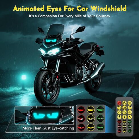 Dual LED Eyes for Motorcycle Windshield, 7''x3'' Perfect Sync Animated Car LED Eyes, APP & Remote Control, DIY Dynamic LED Sign for Sedan SUV Truck Taxi(2-Pack) in Saudi Arabia
