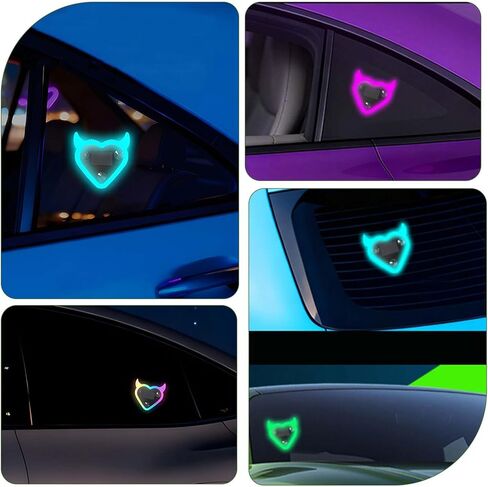 ضوء محيط LED للسيارة على شكل قلب | 7 ألوان RGB | شحن بالطاقة الشمسية وUSB | 5 أوضاع | ديكور النوافذ الخلفية والجانبية | هدية رومانسية لعيد الميلاد وعيد الحب in Kuwait