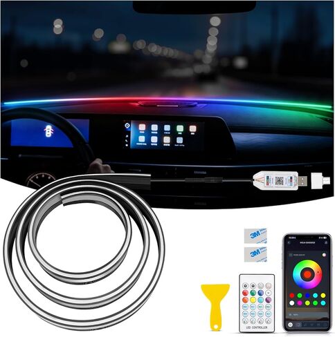 LED Strip Lights for Car Windshield 59in, RGB Ambient Lighting Car Interior with Noise Reduction, 16 Million Colors, Music Mode and Smart Control Car LED Lights Interior in Saudi Arabia