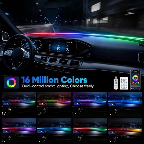 LED Strip Lights for Car Windshield 59in, RGB Ambient Lighting Car Interior with Noise Reduction, 16 Million Colors, Music Mode and Smart Control Car LED Lights Interior in Saudi Arabia