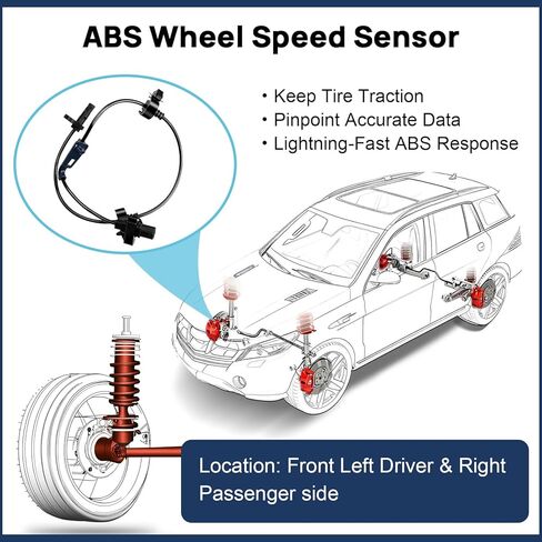ABS Wheel Speed Sensor Front Left Right Fits for Honda Civic 2006 2007 2008 2009 2010 2011 Driver Passenger Side ABS Sensors Replace 57450-SNA-003 57455-SNA-003 ALS1274 ALS1022, 2PCS in Kuwait