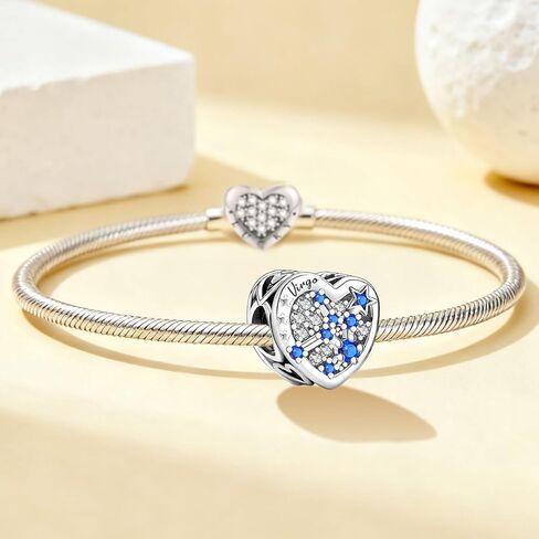 1Pc Fashionable Silver heart-shaped, Twelve Constellations, Beads Pendant Fit DIY Jewelry Matching And Daily Outfit Decoration Gift For Women in Saudi Arabia