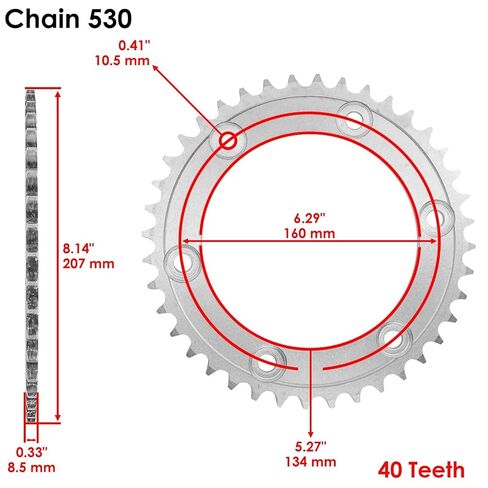 Replacement for Black Drive Chain and Sprocket Kit for Honda RVT1000R Rc51 2000-2006 Mod-C26C-58951 in Kuwait