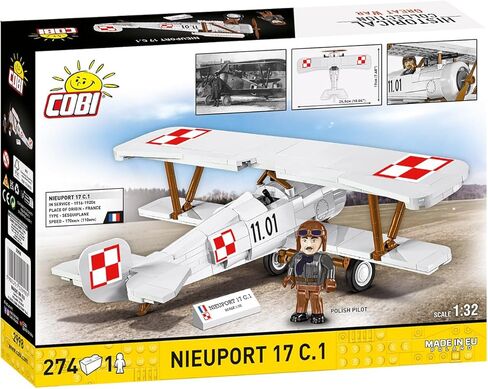 مجموعة COBI التاريخية الحرب العظمى Nieuport 17 C.1 110 H.P. (بولندية) مجموعة بناء الطائرات، 274 قطعة in Kuwait