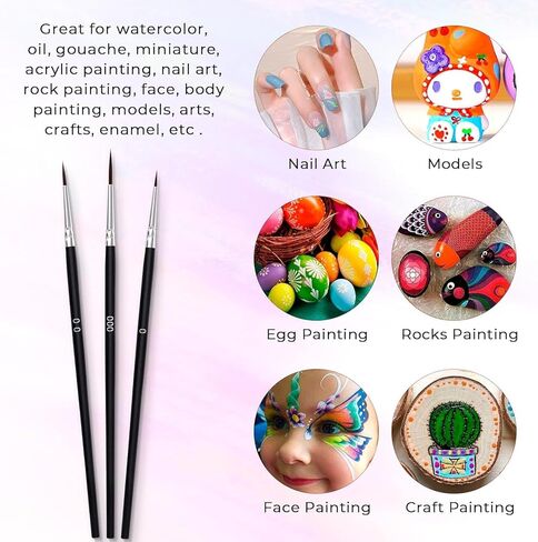 60 Pcs Tiny Detail Paint Brushes Set, Micro Small Paint Brush with 3 Sizes, Mini Miniature Thin Fine Tip Liner Paintbrushes for Nail Art Watercolor Crafts Oil Acrylic Painting Models Detailing Sculpt in Kuwait