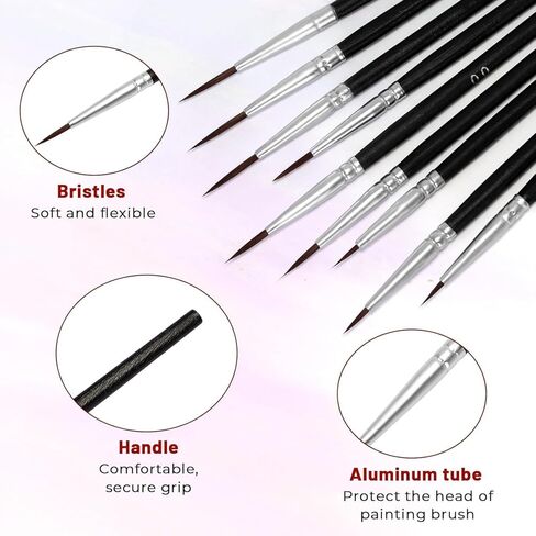60 Pcs Tiny Detail Paint Brushes Set, Micro Small Paint Brush with 3 Sizes, Mini Miniature Thin Fine Tip Liner Paintbrushes for Nail Art Watercolor Crafts Oil Acrylic Painting Models Detailing Sculpt in Kuwait
