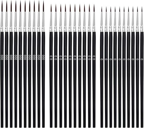 60 Pcs Tiny Detail Paint Brushes Set, Micro Small Paint Brush with 3 Sizes, Mini Miniature Thin Fine Tip Liner Paintbrushes for Nail Art Watercolor Crafts Oil Acrylic Painting Models Detailing Sculpt in Kuwait