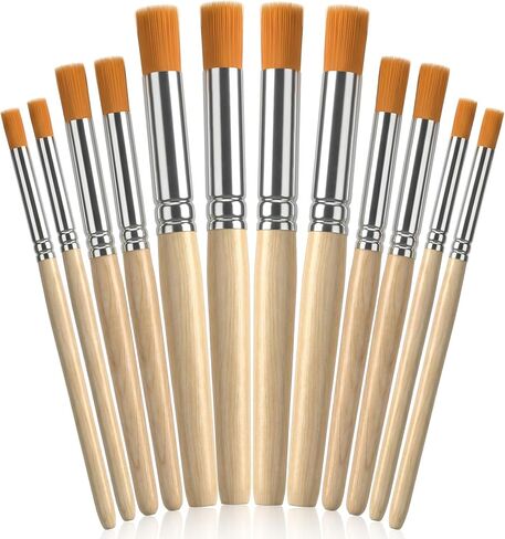 12 Pcs Bristle Stencil Brushes for Stenciling Painting on Wood Wall, Stencil Brush Set, DIY Art Crafts, Acrylic Oil Watercolor Painting Projects (3 Sizes) in Kuwait