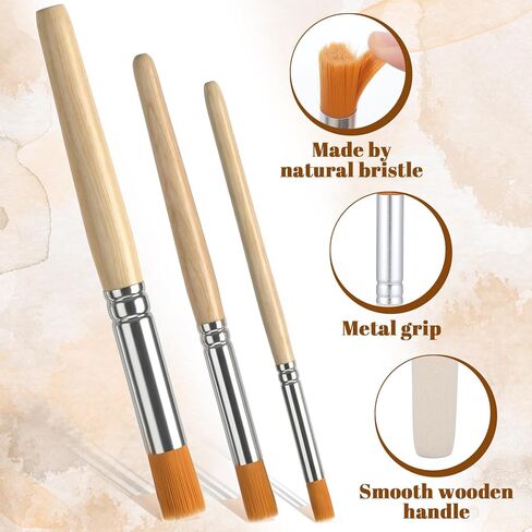 12 Pcs Bristle Stencil Brushes for Stenciling Painting on Wood Wall, Stencil Brush Set, DIY Art Crafts, Acrylic Oil Watercolor Painting Projects (3 Sizes) in Kuwait