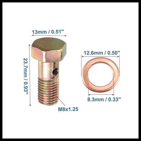 2 مجموعة مسمار بانجوي تركيب الفرامل طقم محوّل M8x1.25 خط الفرامل الموضوع مسمار بانجوي مع الفواصل 8 مللي متر استبدال مادة متينة in Kuwait