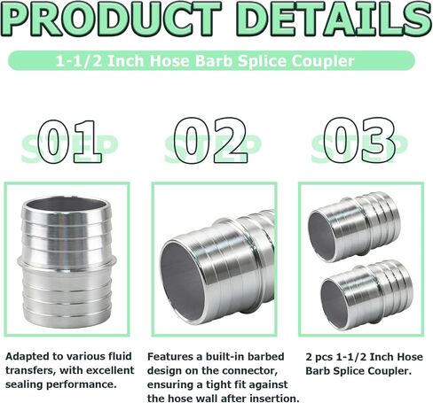 2 pcs 1-1/2 Inch Hose Barb Splice Coupler used to couple or repair your radiator hose, brake booster hose, vacuum line,Fit Radiator Coolant Intercooler Heat Exchanger Fluid Designed. in Saudi Arabia