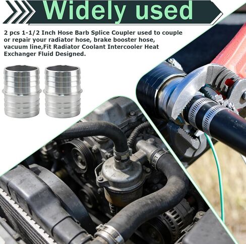 2 pcs 1-1/2 Inch Hose Barb Splice Coupler used to couple or repair your radiator hose, brake booster hose, vacuum line,Fit Radiator Coolant Intercooler Heat Exchanger Fluid Designed. in Saudi Arabia
